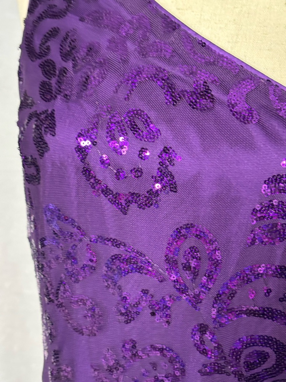 Lulus Purple Sequin One Shoulder Mini Dress XL Triple Strap NWT - Picture 5 of 16